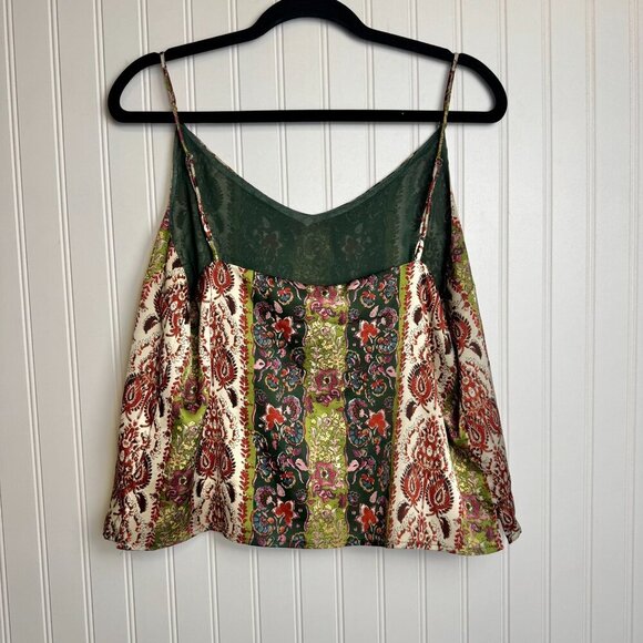 Joie green floral sleeveless crop tank size large C20 - Picture 4 of 4